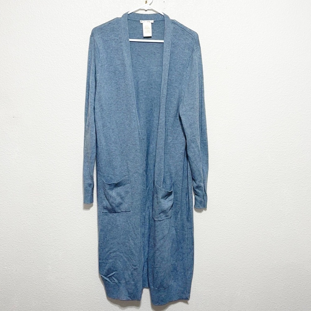 Matty M Woman Tall Long Light Blue Cardigan Size XXL